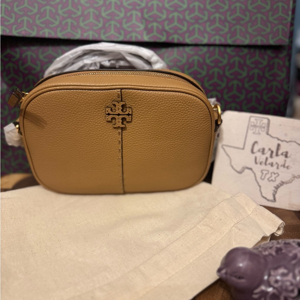 Tory Burch Camel Leather Crossbody Bag